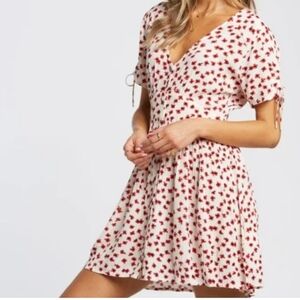 Billabong Twirl Twist Mini Floral V-Neck Dress EUC